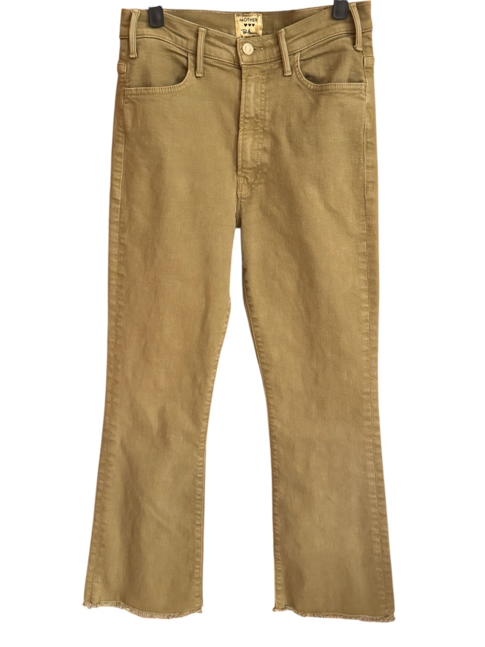 MOTHER x Ron Herman Olive Green Drab The Hustler Ankle Fray Flare Jeans Size 27